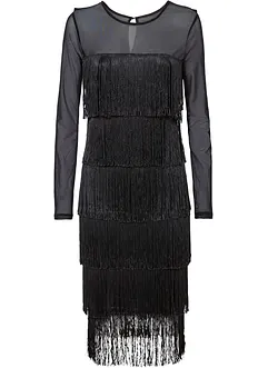Robe midi en mesh léger à franges, bonprix