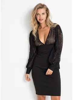 Robe midi près du corps rehaussée de dentelle, bonprix