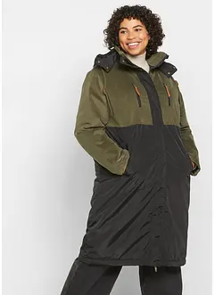 Parka longue à capuche en mélange de matières, coupe droite, bonprix