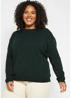 Pull en maille chiné à col rond, bonprix