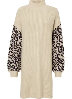 Robe en maille oversized avec motif léopard, bonprix