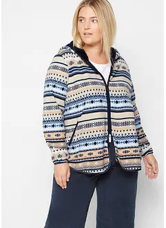 Gilet en polaire à capuche avec motif norvégien, bonprix