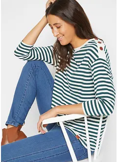 T-shirt manches longues oversize avec boutons, bonprix