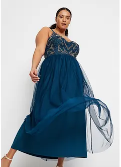 Robe à bretelles ornée de perles brodées, bonprix