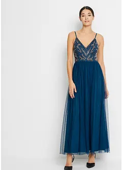 Robe à bretelles ornée de perles brodées, bonprix