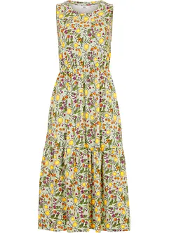 Robe midi à col rond et volants en jersey de coton, bonprix