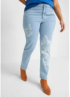 Jean droit taille normale, imprimé papillons, bonprix
