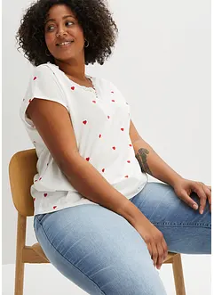 T-shirt imprimé avec dentelle, bonprix