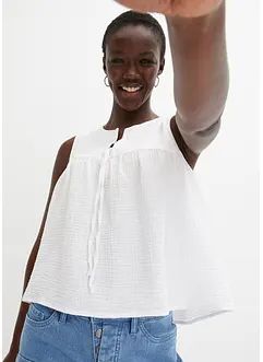 Blouse sans manches en gaze de coton, bonprix
