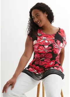 T-shirt long avec chiffon, bonprix