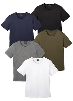 Lot de 5 T-shirts col V, bonprix