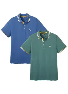 Lot de 2 polos en maille piquée 100% coton, bonprix