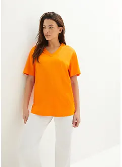 Lot de 5 T-shirts longs amples à col en V, manches courtes, bonprix