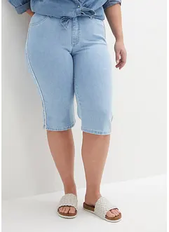 Bermuda slim en jean, taille haute, longueur genou, bonprix