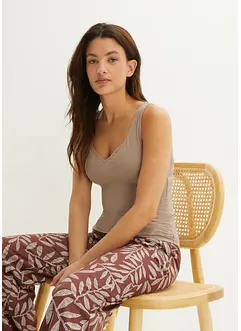T-shirt côtelé avec décolleté cœur, bonprix