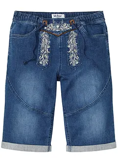 Bermuda en jean extensible avec broderie, Regular Fit, bonprix