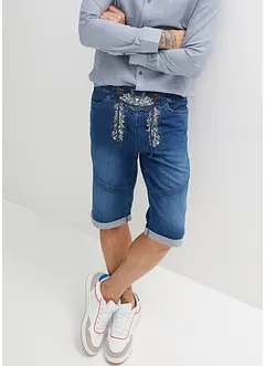 Bermuda en jean extensible avec broderie, Regular Fit, bonprix
