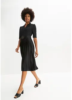 Robe midi en jersey avec jupe plissée, bonprix