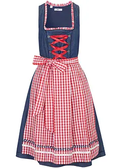 Dirndl effet jean et tablier longueur genou (Ens. 2 pces.), bonprix