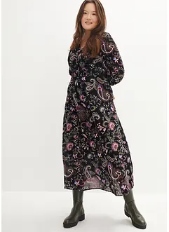 Robe longue froissée en coton avec smocks, bonprix