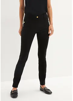 Pantalon stretch taille élastiquée avec boutons décoratifs, bonprix