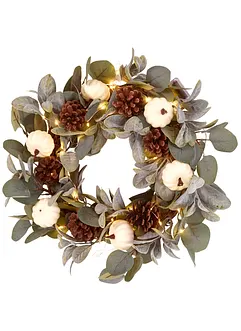 Décoration murale couronne LED avec feuilles et pommes de pin, bonprix