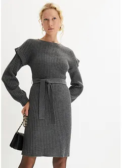 Robe en maille avec lien à nouer, bonprix