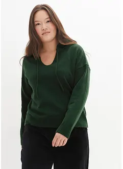 Pull en maille à col V et capuche, bonprix