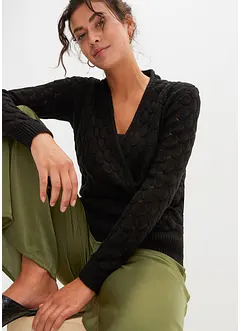 Pull ajouré style cache-cœur, bonprix