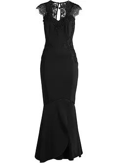 Longue robe de soirée en néoprène épais et dentelle, bonprix