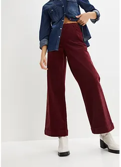 Pantalon large en velours côtelé avec taille haute élastiquée, bonprix