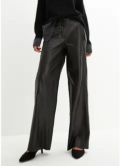 Pantalon large en cuir d'agneau nappa, bonprix