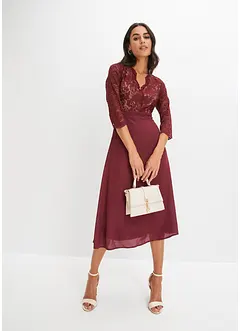 Robe midi en mousseline avec dentelle, bonprix