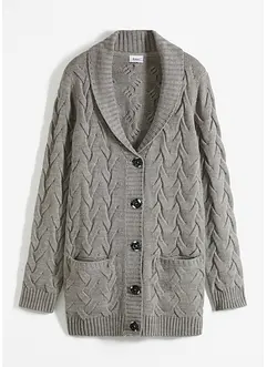 Gilet en maille à col châle et motif torsadé, bonprix