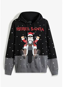 Sweat à capuche en coton bio avec motif de Noël, bonprix