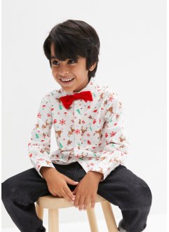 Chemise manches longues garçon à motif de Noël et nœud papillon (ens. 2 pces), Slim Fit, bpc bonprix collection