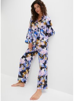 Pyjama oversize tissé en satin mat avec boutons, bpc bonprix collection
