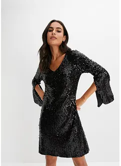 Robe à sequins et manches trompette, bonprix