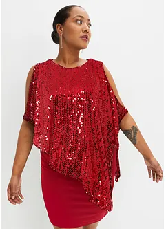 Robe à sequins avec haut effet cape, bonprix