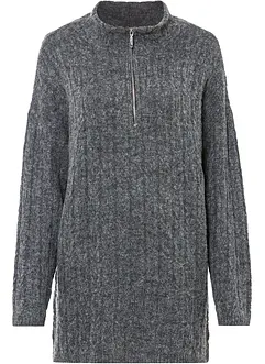 Pull long en maille torsadée, bonprix