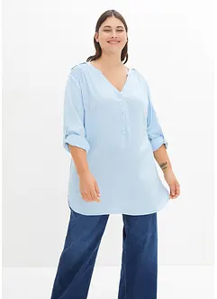 Blouse-tunique en viscose, col V et manches longues, bonprix