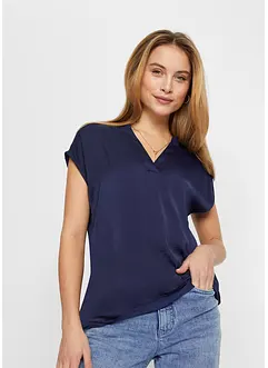 Blouse manches courtes en satin avec épaules descendues, bonprix