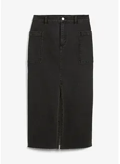 Jupe en jean midi avec fente, bonprix