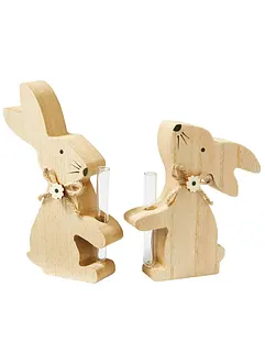 Lot de 2 figurines déco lapin avec vase, bonprix