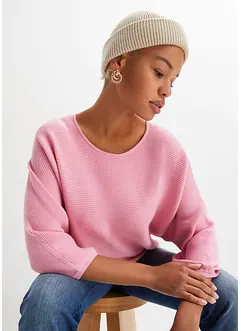 Pull côtelé oversize en viscose mélangée, bonprix
