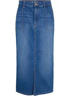 Jupe en jean avec fente, bonprix