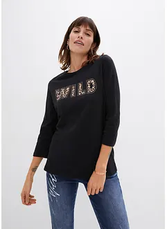 T-shirt manches longues avec rivets et imprimé, bonprix