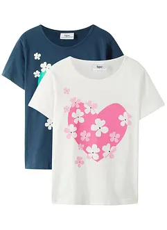 Lot de 2 T-shirts fille en coton, bonprix