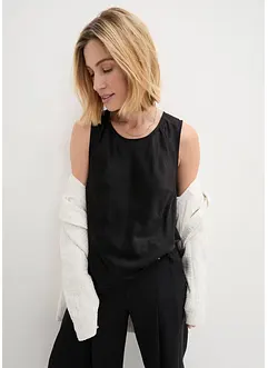 Top en satin avec bordures à franges, bonprix