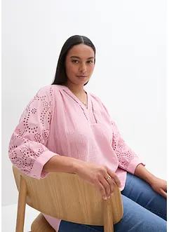 Tunique en gaze de coton avec broderie anglaise, bonprix